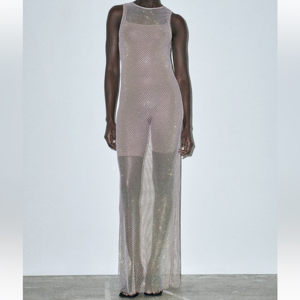 Zara rhinestone mesh dress